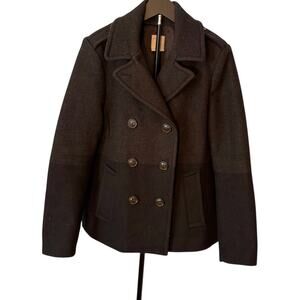 GAP Wool Peacoat - Dark Gray Black Large - Old Money Dark Academia